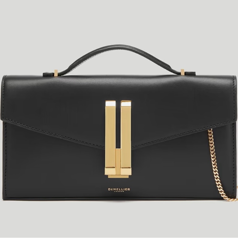 DeMellier Black Clutch with Gold Chain